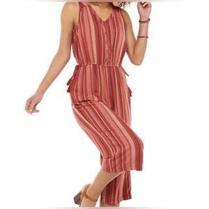 Sonoma jumpsuit medium sleeveless desert colors capri length button down v neck